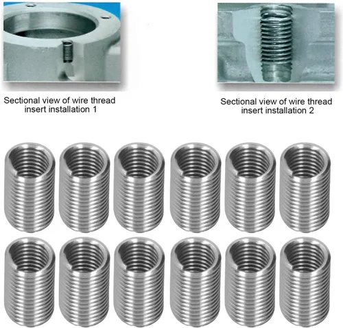 Vista 5 de 100 piezas de insertos de reparación de roscas M6 x 1 helicoidal, fundas de rosca métricas de acero inoxidable con diferentes longitudes para elegir