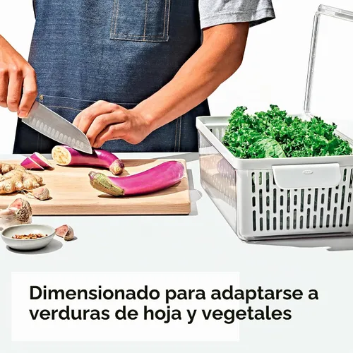 Vista 3 de OXO Good Grips Produce Saver - Contenedor mediano, 13.8 x 7.4 x 4.7 pulgadas, blanco