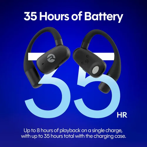 Vista 5 de Raycon Everyday - Auriculares de oreja abierta, doble micrófono, 40H, color Negro