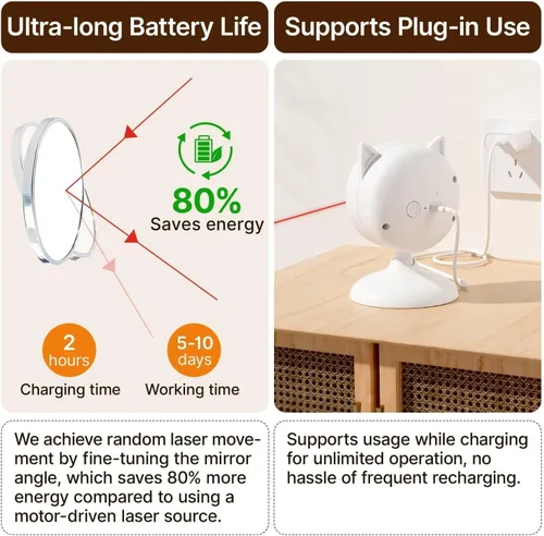 Vista 3 de Potaroma Juguete láser inteligente para gatos con sensor interactivo, activada por movimiento, Trjajectory verdaderamente aleatorio, diseño