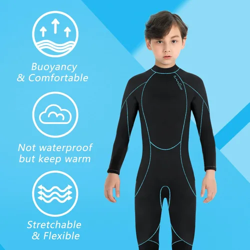 Vista 5 de OMGear - Traje de neopreno térmico para niños de 3 mm para niños y niñas jóvenes, niños, traje de neopreno para niños para aguas frías, manga