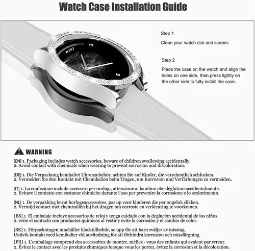 Vista 8 de DEALELE - Funda y protector de pantalla compatible con Samsung Galaxy Watch FE / 5/4 de 1.575 pulgadas, funda protectora de policarbonato
