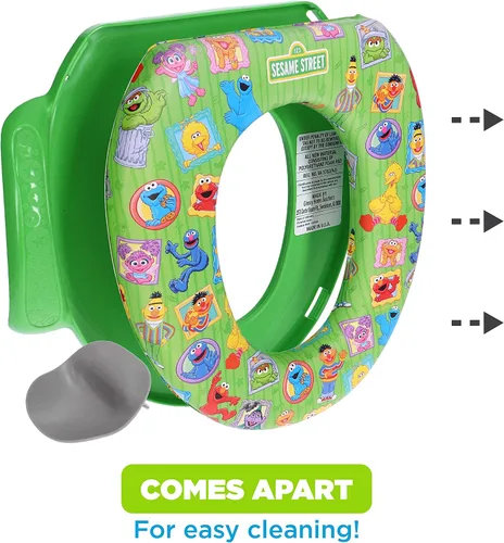 Vista 3 de Sesame Street "Framed Friends" - Asiento suave para ir al baño y asiento de entrenamiento para ir al baño, cojín suave, entrenamiento para ir al