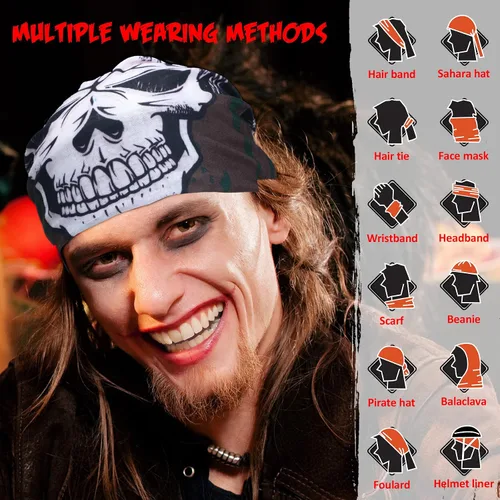 Vista 5 de JaGely 30 Pieces Skull Neck Gaiters Scarf Elastic Independence Day Wrap Headband Bandana Face Mask for Women Men Sports