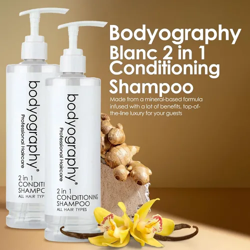 Vista 5 de World Amenities - Bodyography Blanc Champú y Acondicionador 2 en 1 - Limpieza y Acondicionamiento del Cabello para Mujeres y Hombres