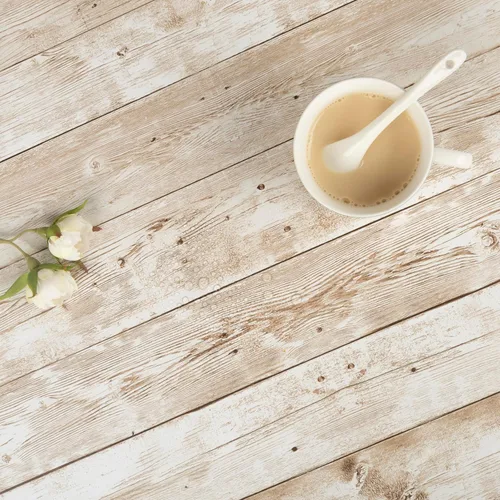 Vista 4 de Papel tapiz de madera Decoroom para despegar y pegar Blanco