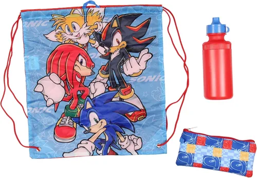 Vista 4 de AI ACCESSORY INNOVATIONS Sonic The Hedgehog - Mochila de 16 pulgadas de moldeado rápido, bolsa de cincha, juego de 5 piezas