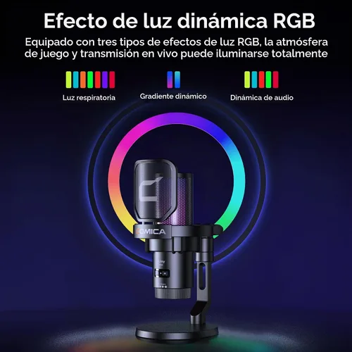 Vista 4 de COMICA Ejoy Uni PRO (D) Micrófono inalámbrico USB para juegos con reducción Negro