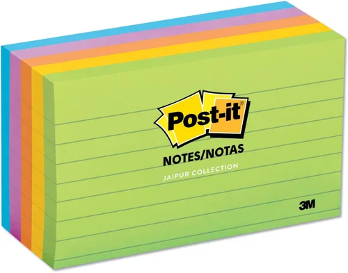 Vista 4 de Notas Post-it, 3 x 5 pulgadas, 5 blocs de notas adhesivas forradas, 100 hojas por bloc, colección de fantasía floral, suministros de regreso a
