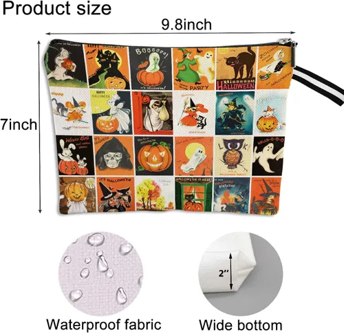 Vista 2 de Estuche de belleza con cremallera para maquillaje cosmético de Halloween, bolsa de vestir de moda, bolsa de almacenamiento de artículos de tocador