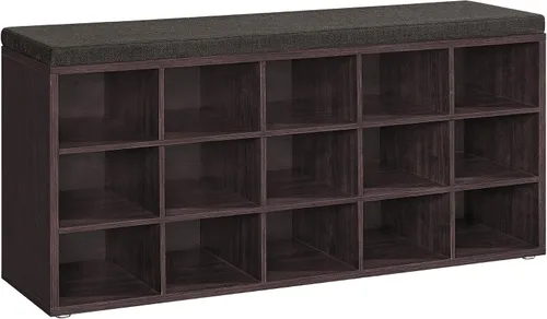 Vista 17 de VASAGLE - Colección CUSTOS - Banco para zapatos, banco de almacenamiento con asiento acolchado, banco de entrada con 9 compartimentos