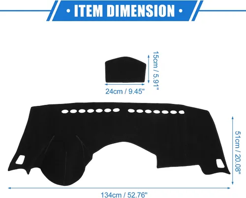 Vista 6 de Cubierta de tablero de instrumentos compatible con Chevy Trax 2014-2016, poliéster duradero negro cubierta delantera