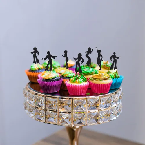 Vista 5 de Gyufise 24 piezas de decoración de cupcakes de discoteca de los años 70, decoración de pastel de discoteca de los años 70, selecciones de cupcakes