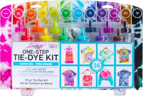 Vista 5 de Tulip One-Step Tie-Dye Kit 12 botellas grandes de color arcoíris de 4 onzas Manía