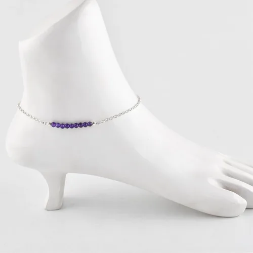 Vista 33 de YANARA Pulsera de tobillo para mujer, piedra de nacimiento natural, cuentas de piedras preciosas, tobillera delicada hecha a mano de 9 pulgadas +