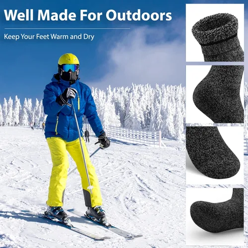 Vista 3 de NevEND 6 pares de calcetines térmicos de lana merino de invierno para mujer, con aislamiento grueso, para actividades al aire libre en clima frío