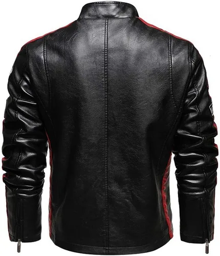 Vista 2 de chouyatou Chaqueta de piel sintética con forro polar térmico para hombre