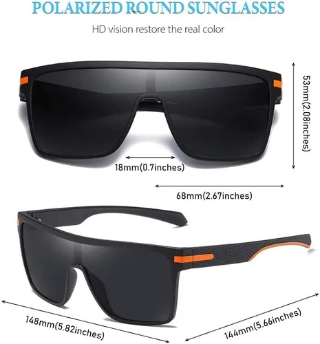 Vista 3 de Gotang Gafas de sol cuadradas polarizadas para hombre con parte superior plana protección de moda Lagre