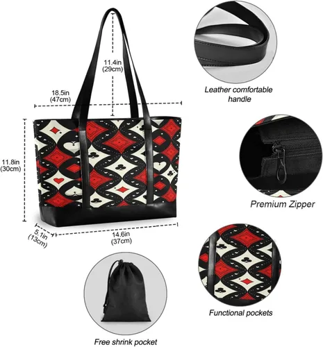 Vista 4 de Fashion Poker Pattern essentials nurse work bags with zipper for women work with tablet maletin ejecutivo para mujer