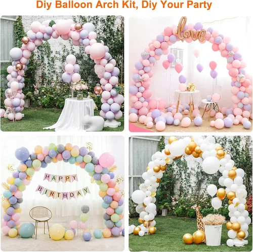 Vista 7 de Kit de soporte para arco de globos con base, kit de soporte ajustable para arco de globo con 45 clips de globo, bomba de globos, arco de globos de 9
