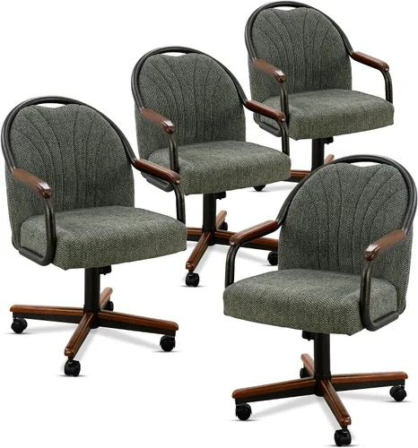 Vista 28 de Chromcraft Juego de 1 silla, silla con ruedas dobles suaves para cocina