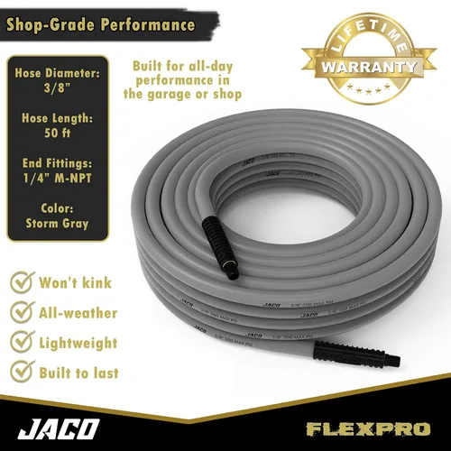 Vista 7 de JACO FlexFlow - Kit de inflado de neumáticos (JSP-3000) con medidor de inflador digital FlowPro 2.0 (200 PSI), manguera de compresor de aire Flexpro