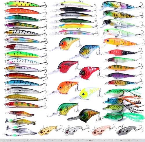 Vista 8 de Kit de señuelos de pesca Minnow Popper Crank Baits Freshwater Bass Fishing Baits Set
