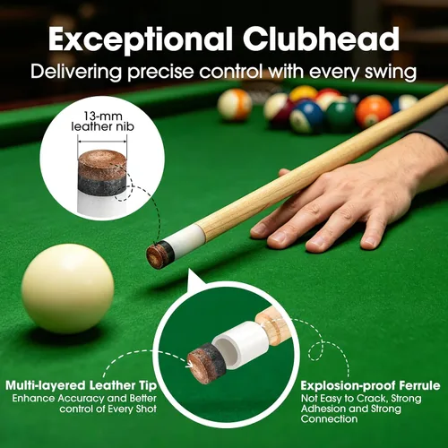 Vista 3 de Pool Cue Sticks Billiard Cue Sticks for Kids, Teens & Adults 35.8 in set de 2