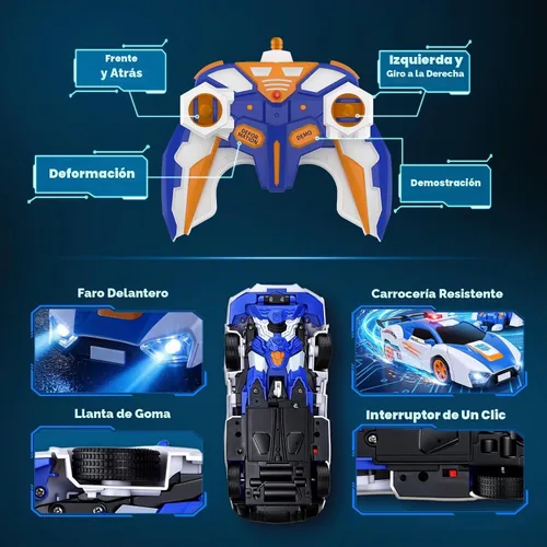 Vista 8 de Transform - Coche de juguete con control remoto para niños de 4 a 6