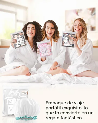 Vista 7 de Mikimini - Gorro de ducha blanco para cabello largo, 1 paquete, 12 pulgadas, tamaño grande, impermeable, lavable, para mujeres y niñas, súper lindo