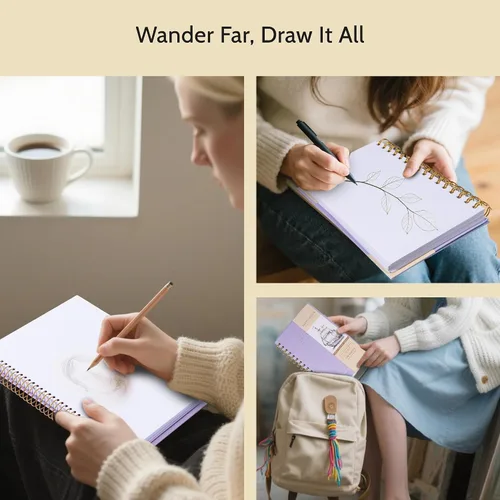 Vista 6 de Yoment Cuaderno de bocetos de 5.5 x 8.5 pulgadas, pequeño cuaderno de bocetos para dibujar, 100 hojas (68 libras/100 gsm) bloc de bocetos en espiral