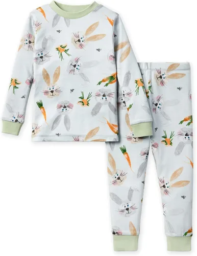 Vista 18 de Burt's Bees Baby Pijama de algodón orgánico para niñas, conjunto de pijama 100% algodón para niños pequeños y niños, tela suave y elástica Trébol