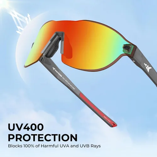 Vista 4 de KastKing Nizini - Lentes de sol deportivos polarizados para hombres y mujeres, diseño envolvente sin marco, protección UV400 para pesca, correr