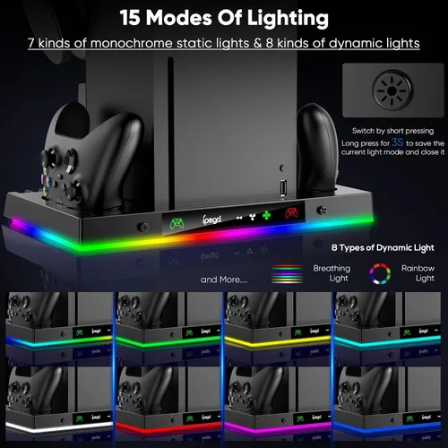 Vista 3 de Soporte de ventilador de refrigeración para Xbox Series X con luces RBG