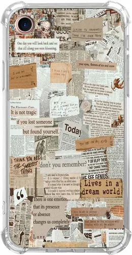 Vista 74 de Funda de Collage Estético para iPhone 7/8/SE2/SE3, Patrón de Citas Positivas, Funda TPU Única y Moderna Compatible con iPhone 7/8/SE2/SE3