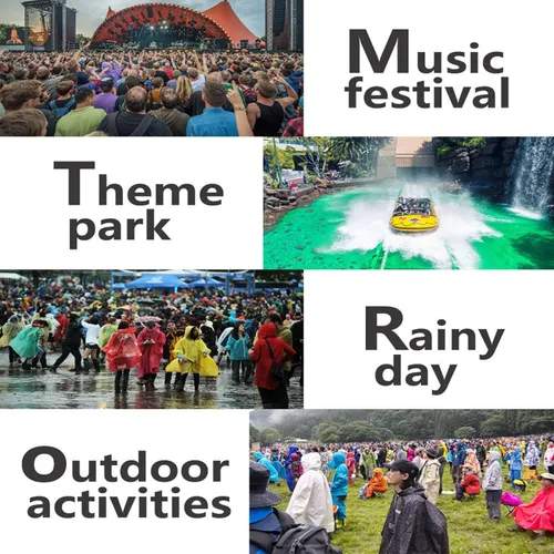 Vista 6 de Rain Ponchos for Adults, Reusable Raincoats for Women and Men - Packable Rain Jackets with Drawstring Hood
