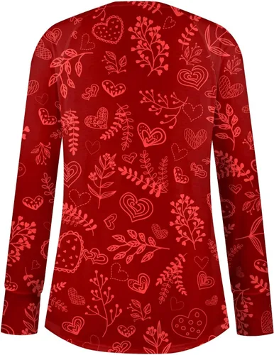 Vista 3 de Trajes navideños para mujer, camisetas de manga larga con fugas y cuello redondo, blusas de moda