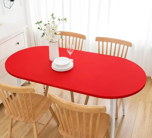 Vista 23 de Wolkemer Mantel Cuadrado Ajustado de Spandex Elástico Rojo Cubierta para Mesa de Cóctel con Borde Elástico Cobertor de Mesa para Comedor Boda Fiesta