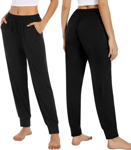 Vista 2 de OLIKEME Pantalones deportivos de yoga para mujer, cintura alta, con cordón, casuales, ligeros, de secado rápido, pantalones de entrenamiento