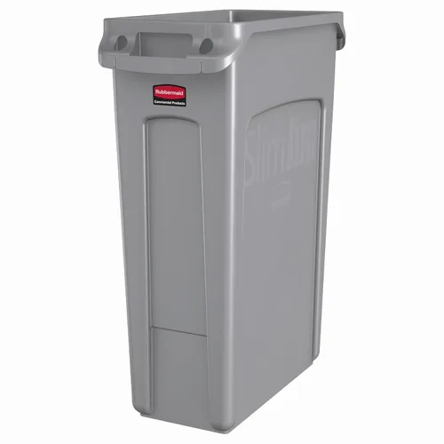 Vista 12 de Rubbermaid Commercial Products - Basurero de reciclaje, diseño rectangular con canales de ventilación, modelo Slim Jim, Beige