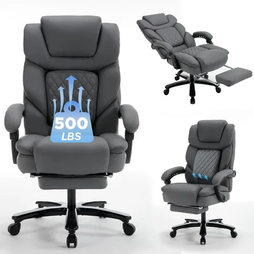 Vista 8 de Sillas reclinables grandes y altas, silla ergonómica de escritorio de Negro marrón