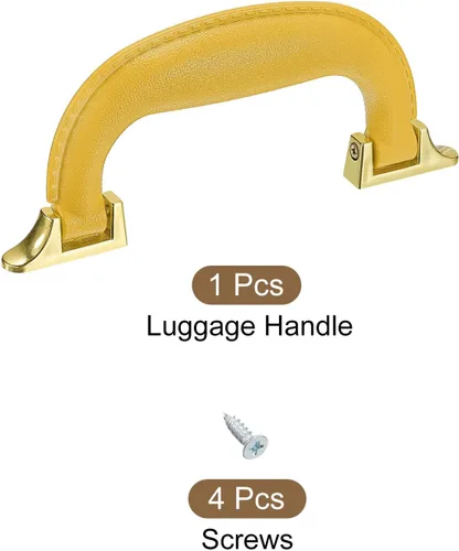 Vista 3 de uxcell Manijas de equipaje, mango de cuero sintético, manijas de repuesto para maleta con tornillos para caja de herramientas de maleta, Beige, Retro