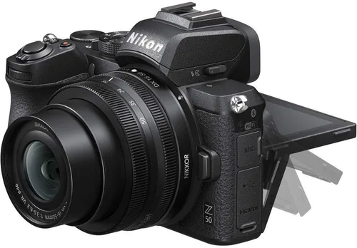 Vista 5 de Nikon Cámara digital sin espejo Z 50 con lente de 0.630-1.969 in (1633) + monitor 4K + adaptador de montaje FTZ + auriculares + micrófono
