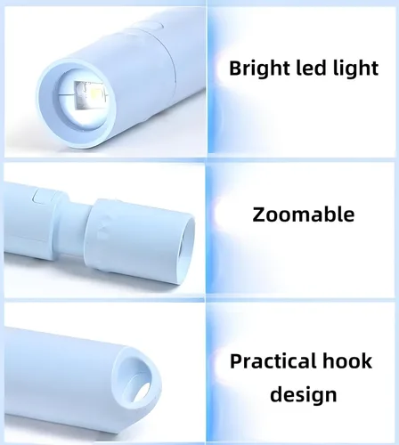 Vista 3 de Paquete de 5 mini linternas LED pequeñas, luces de flash recargables USB C, linternas ultraligeras con zoom para el hogar, emergencia, camping