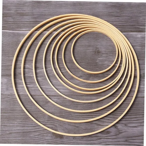Vista 6 de EXCEART Anillo de macramé de 4.72 pulgadas, material de decoración, aro de madera para atrapasueños, manualidades, marco de corona para fiestas