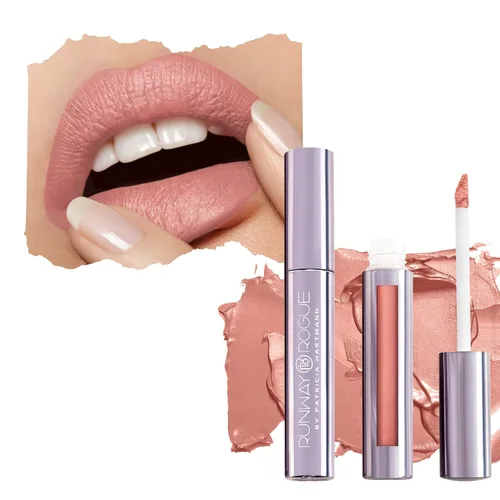 Vista 12 de Runway Rogue Lápiz Labial Líquido de Seda Glam, Lápiz Labial de Larga Duración Rosa Helado-Limonada, ‘Call Sheet