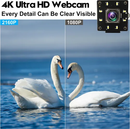 Vista 4 de Cámara USB 4K enfoque automático de 100 grados sin distorsión lente de visión nocturna a color cámara web para computadora UVC USB2.0 Lightburn Cam