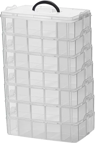 Vista 11 de Sooyee Organizador de almacenamiento para manualidades, funda de ruedas calientes, caja de costura, caja organizadora de plástico de 3 niveles