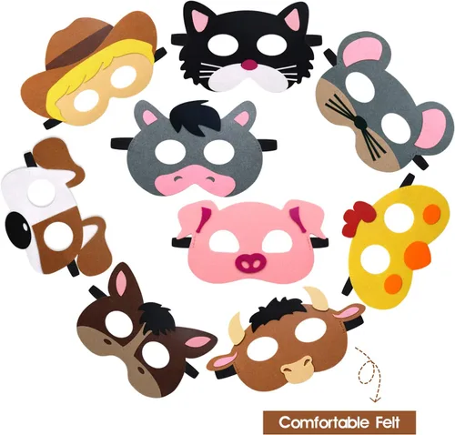 Vista 4 de CiyvoLyeen Party Animals Felt Masks Jungle Farm Forest Animals Theme Birthday Party Favors Party Supplies for Boys or Girls