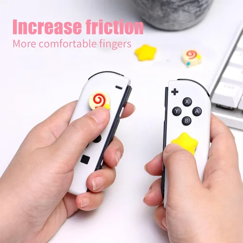 Vista 17 de Tapas de agarre para el pulgar, bonitos agarres para Nintendo Switch, funda de silicona suave compatible con Nintendo Switch/Switch OLED/Switch Rosa